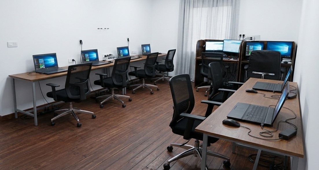 Les postes de travail équipés dans les bureaux de Liah Office à Antsirabe