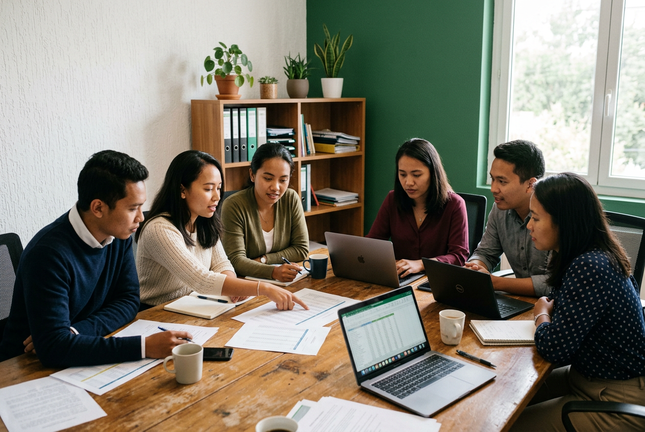 Réunion de l’équipe autour d’une table de travail
